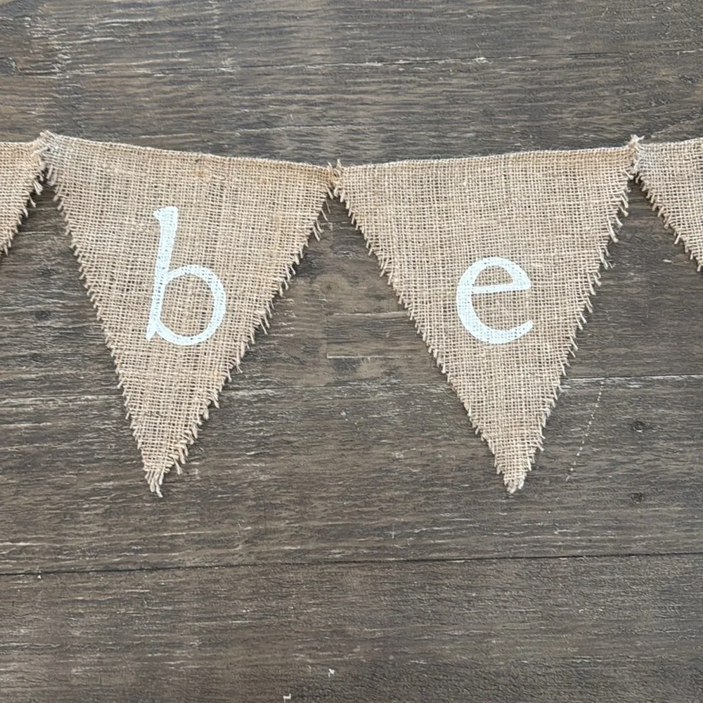 Burlap 'Bebe' Banner with White Hearts - Picture 4 of 8
